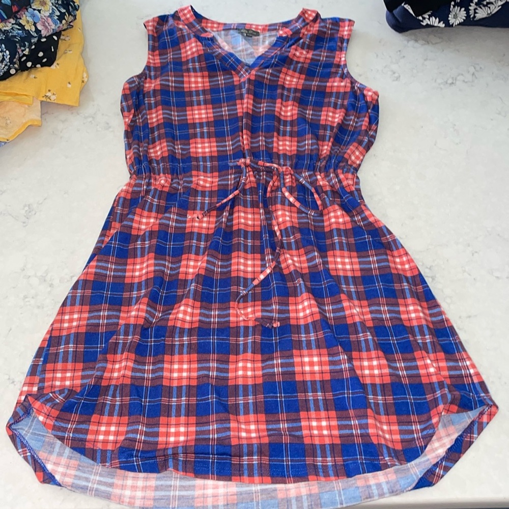 Blue and red plaid fit for dress